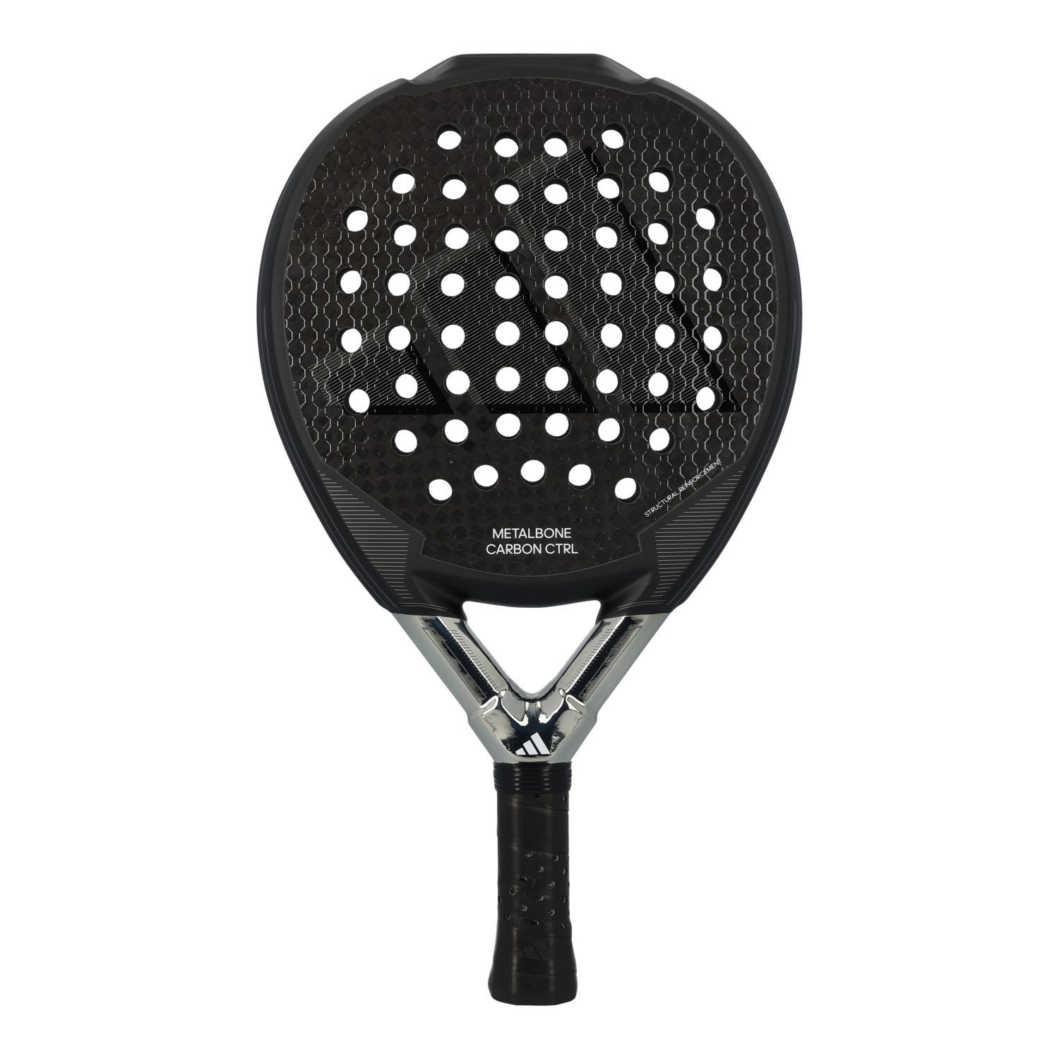 Pala adidas Metalbone Carbon Ctrl 3.3 2024, forma redonda con balance bajo, vista frontal sobre fondo blanco